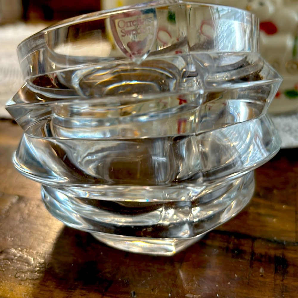 Orrefors crystal mini vase candle holder